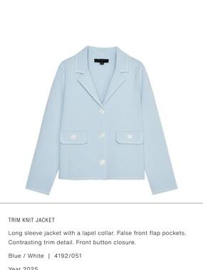 Zara Blue Knit Trim Jacket with White Accents